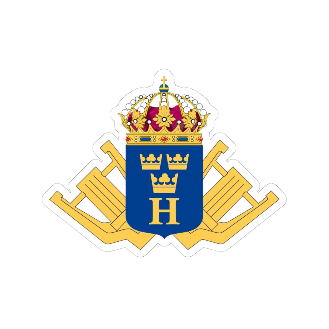 Hemvärnsmusiken vapen (Sweden) (Coat of Arms) STICKER Vinyl Kiss-Cut Decal 4 Inch White - The Sticker Space