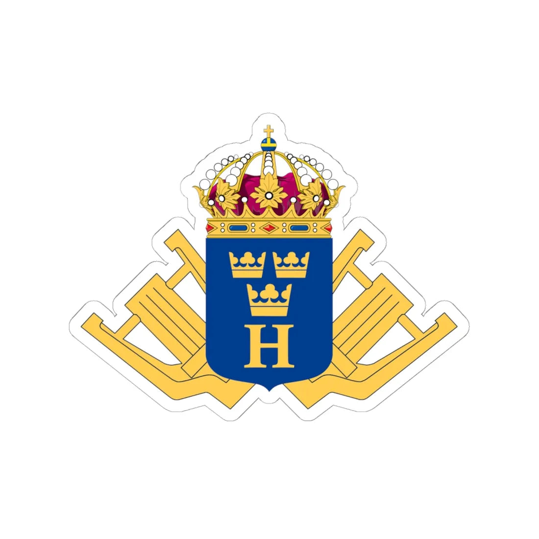 Hemvärnsmusiken vapen (Sweden) (Coat of Arms) STICKER Vinyl Kiss-Cut Decal 6 Inch White - The Sticker Space