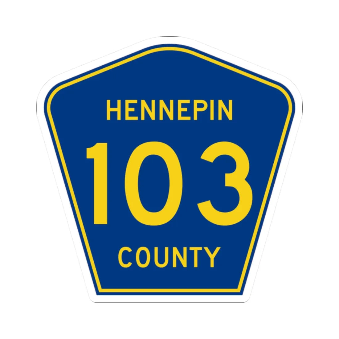 Hennepin County 103 (Minnesota) (Road Sign) STICKER Vinyl Kiss-Cut Decal 2 Inch White - The Sticker Space