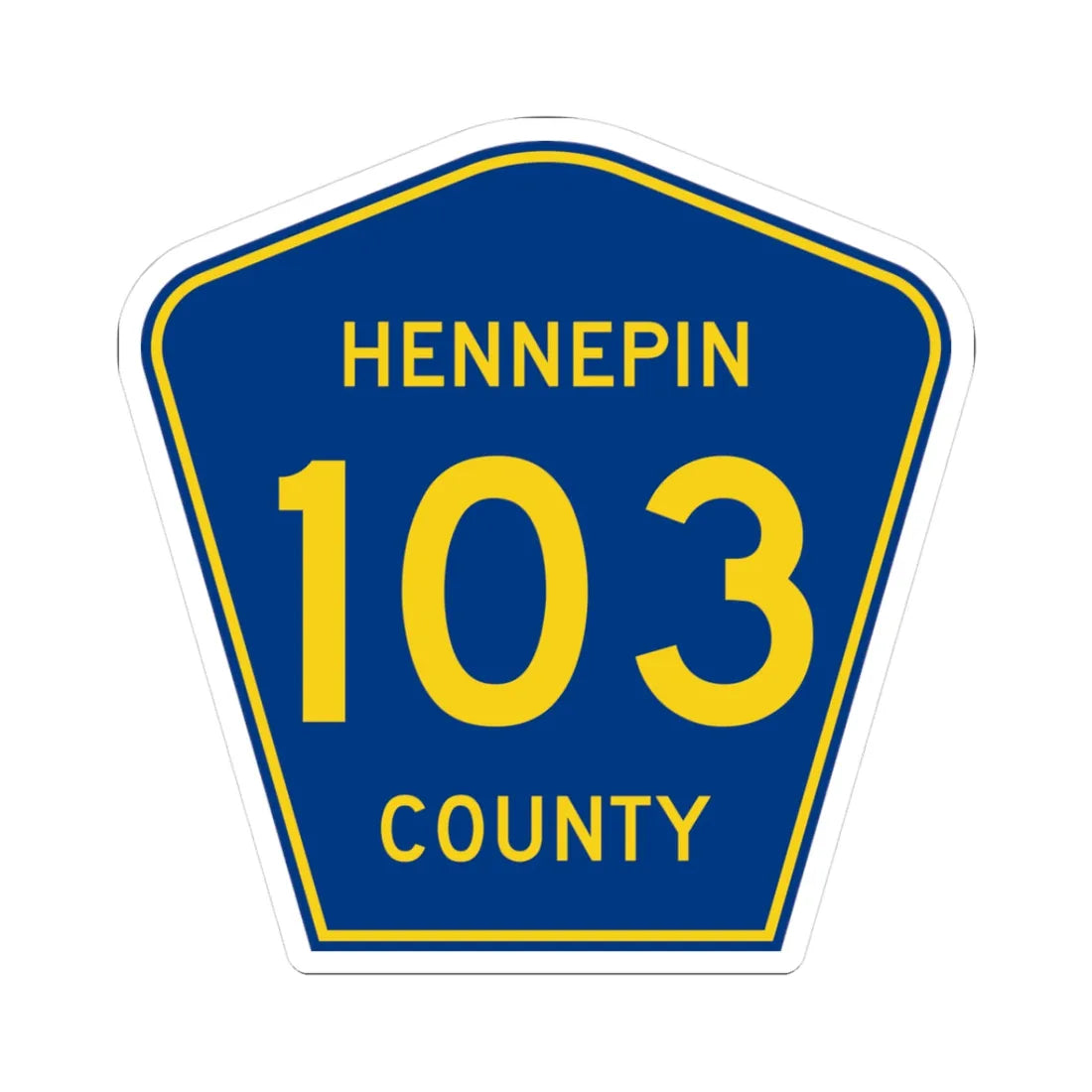 Hennepin County 103 (Minnesota) (Road Sign) STICKER Vinyl Kiss-Cut Decal 3 Inch White - The Sticker Space