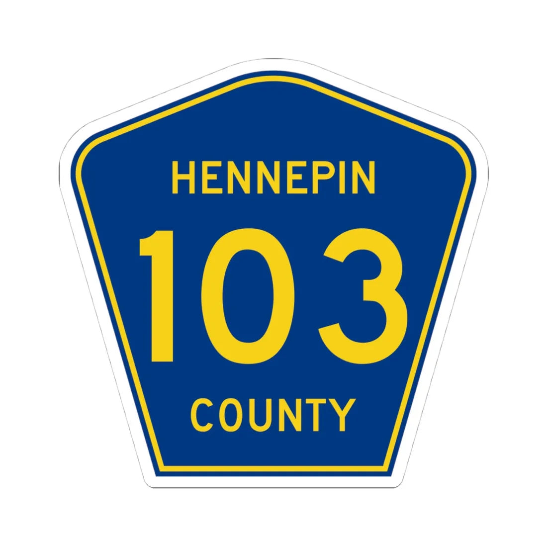 Hennepin County 103 (Minnesota) (Road Sign) STICKER Vinyl Kiss-Cut Decal 4 Inch White - The Sticker Space