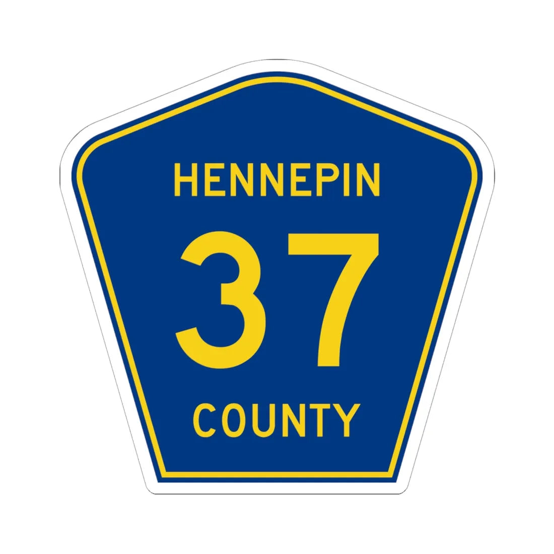 Hennepin County 37 (Minnesota) (Road Sign) STICKER Vinyl Kiss-Cut Decal 6 Inch White - The Sticker Space