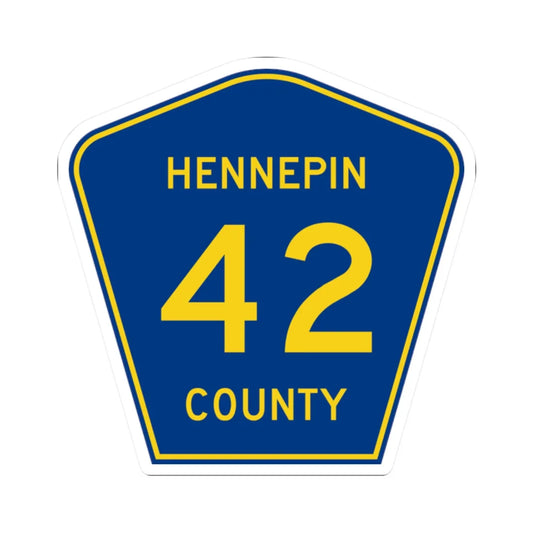 Hennepin County 42 (Minnesota) (Road Sign) STICKER Vinyl Kiss-Cut Decal 2 Inch White - The Sticker Space