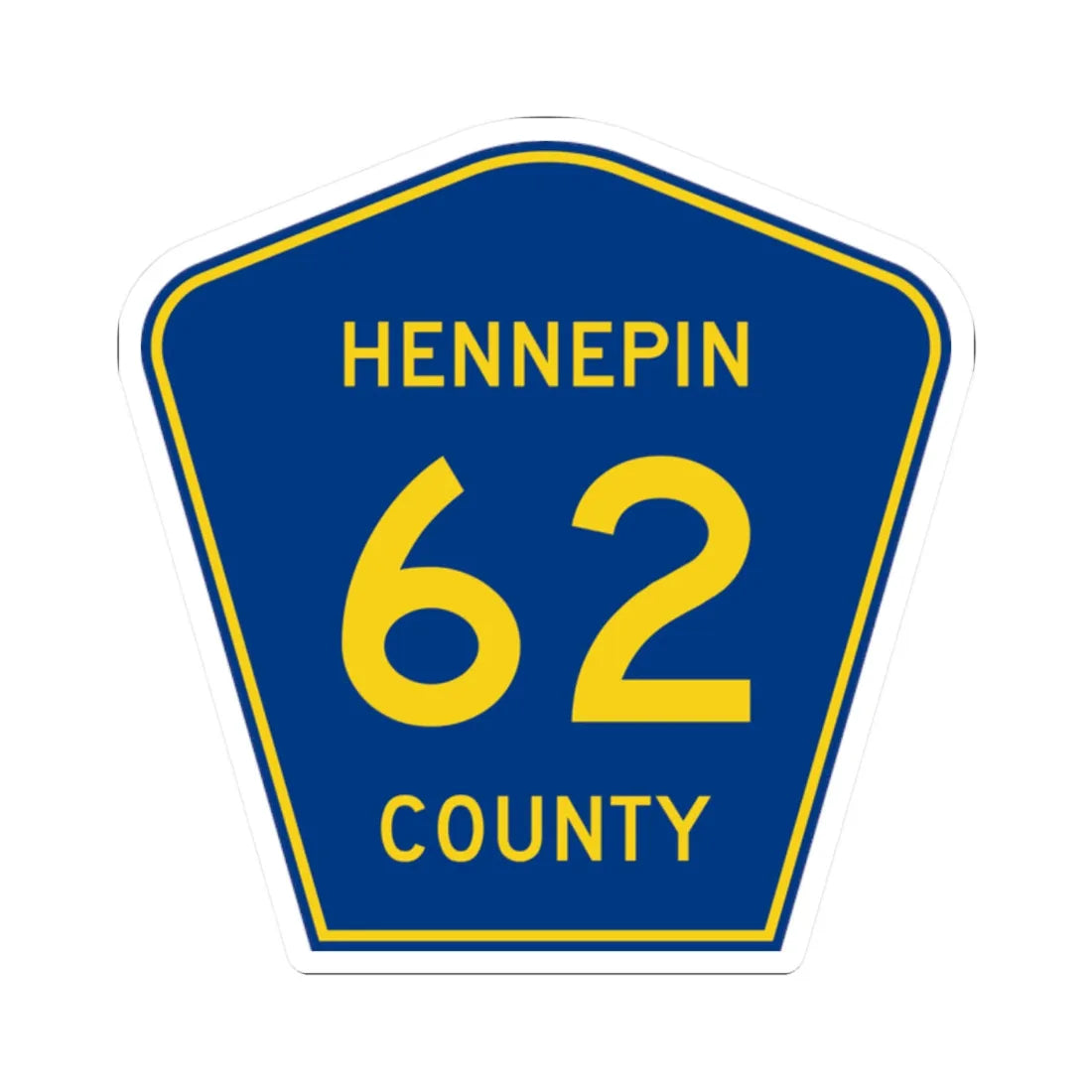 Hennepin County 62 (Minnesota) (Road Sign) STICKER Vinyl Kiss-Cut Decal 2 Inch White - The Sticker Space