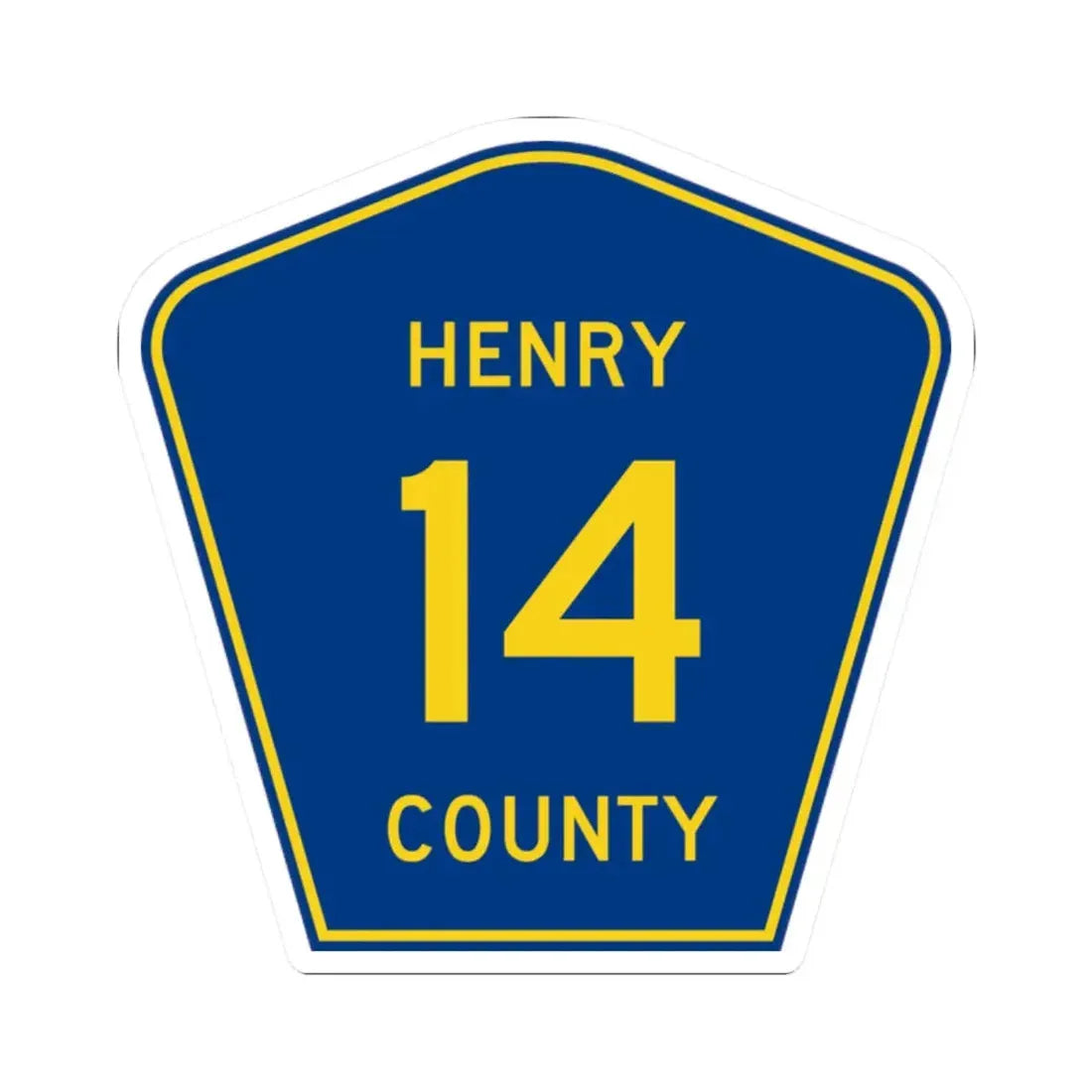 Henry County 14 (Illinois) (Road Sign) STICKER Vinyl Kiss-Cut Decal 2 Inch White - The Sticker Space