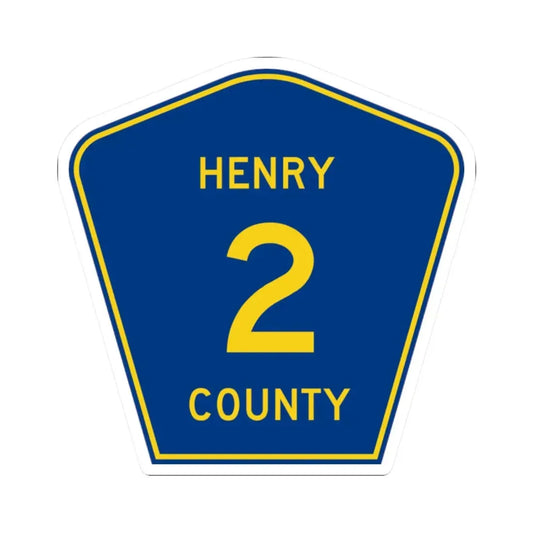 Henry County 2 (Illinois) (Road Sign) STICKER Vinyl Kiss-Cut Decal 2 Inch White - The Sticker Space