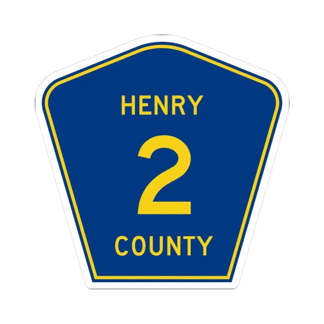 Henry County 2 (Illinois) (Road Sign) STICKER Vinyl Kiss-Cut Decal 3 Inch White - The Sticker Space