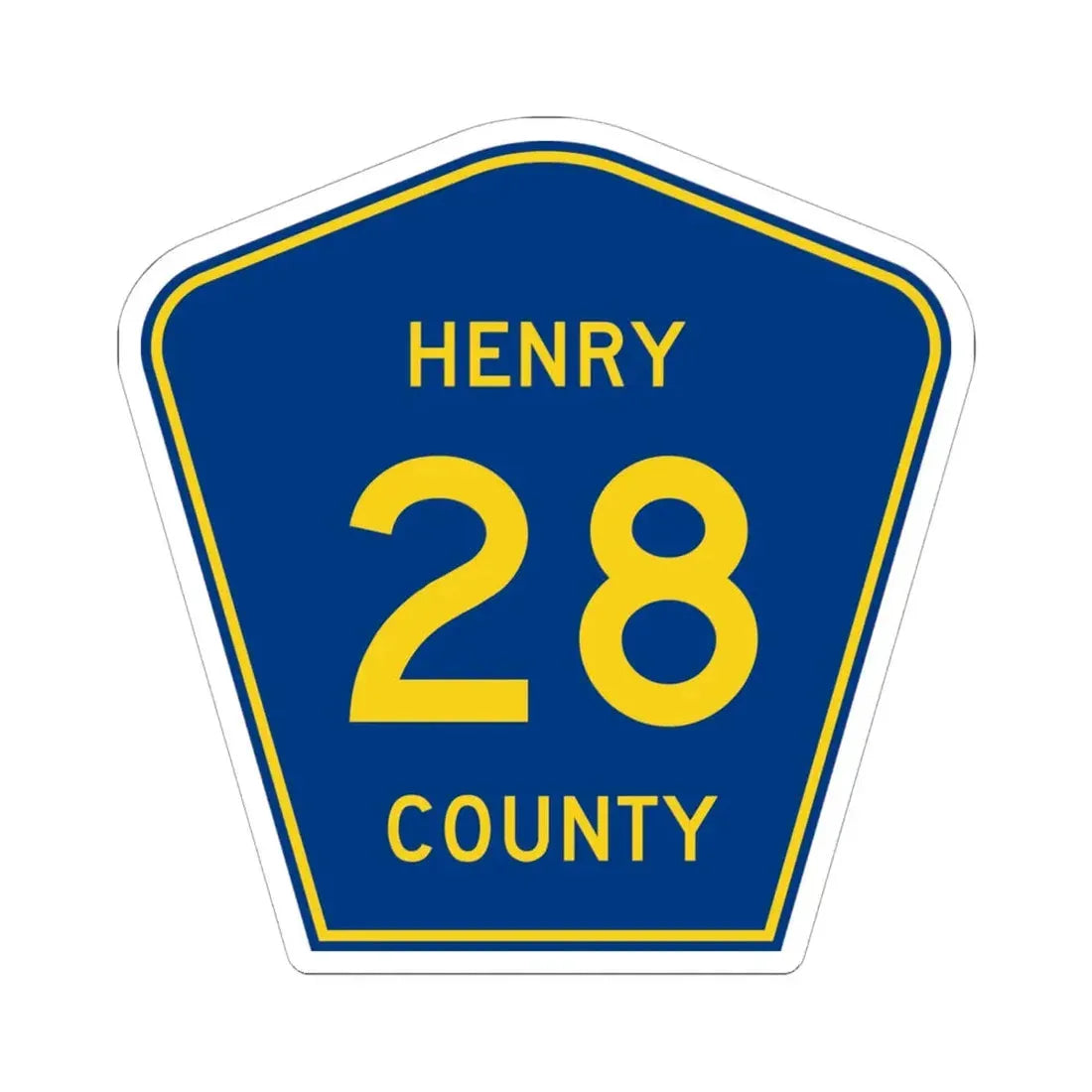 Henry County 28 (Illinois) (Road Sign) STICKER Vinyl Kiss-Cut Decal 6 Inch White - The Sticker Space