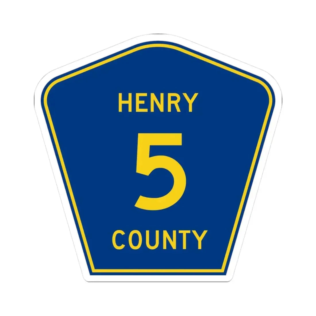 Henry County 5 (Illinois) (Road Sign) STICKER Vinyl Kiss-Cut Decal 3 Inch White - The Sticker Space