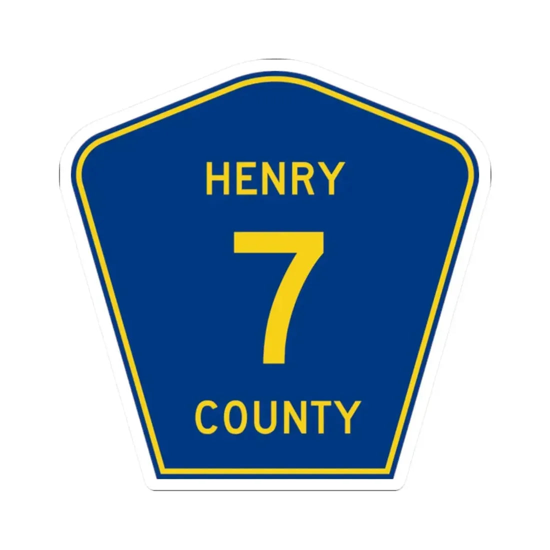 Henry County 7 (Illinois) (Road Sign) STICKER Vinyl Kiss-Cut Decal 2 Inch White - The Sticker Space