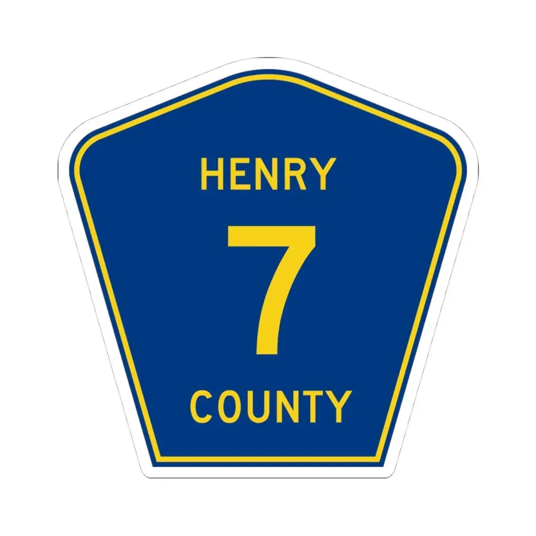 Henry County 7 (Illinois) (Road Sign) STICKER Vinyl Kiss-Cut Decal 4 Inch White - The Sticker Space