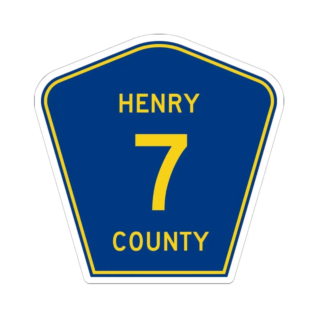 Henry County 7 (Illinois) (Road Sign) STICKER Vinyl Kiss-Cut Decal 6 Inch White - The Sticker Space