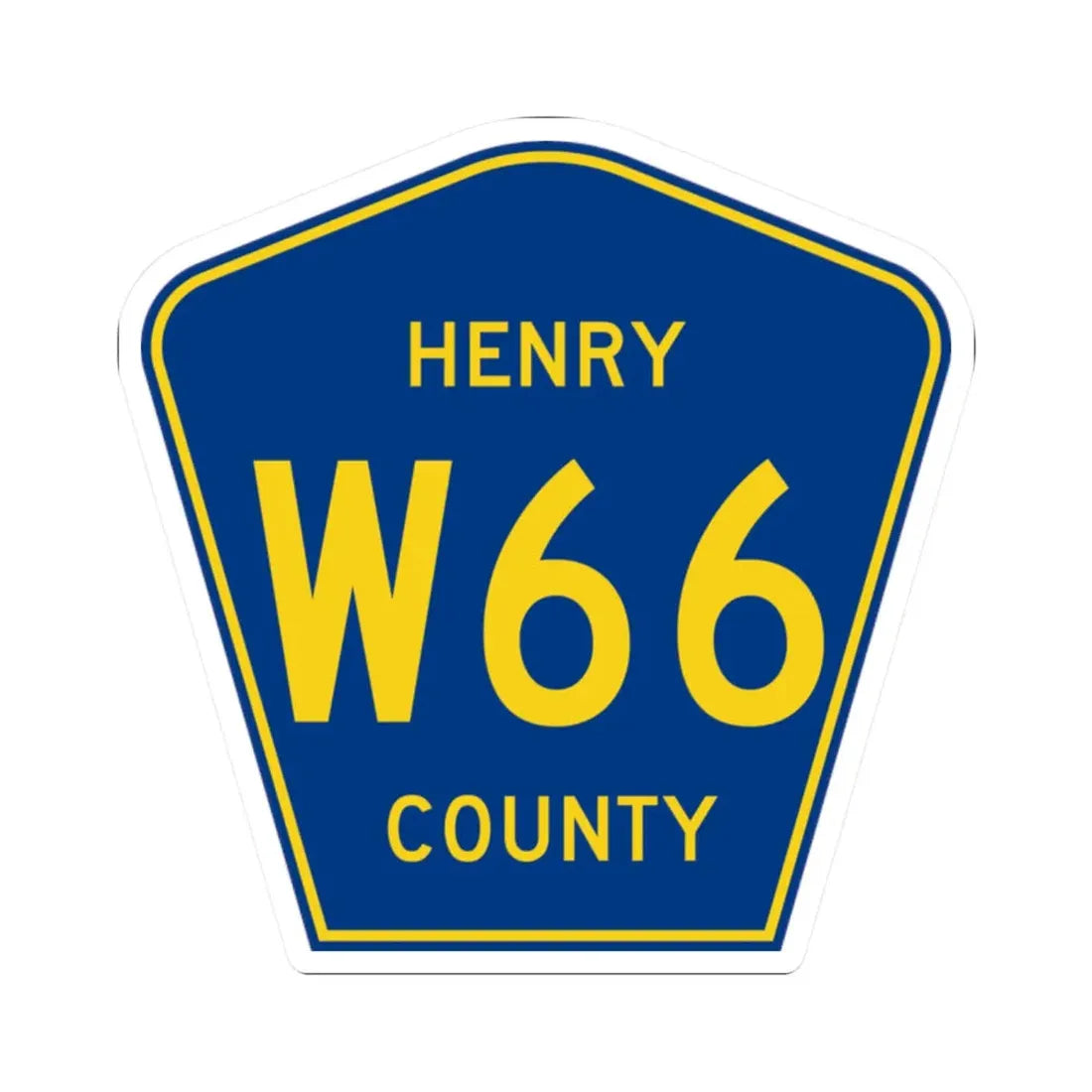 Henry County Route W66 IA (Iowa) (Road Sign) STICKER Vinyl Kiss-Cut Decal 2 Inch White - The Sticker Space