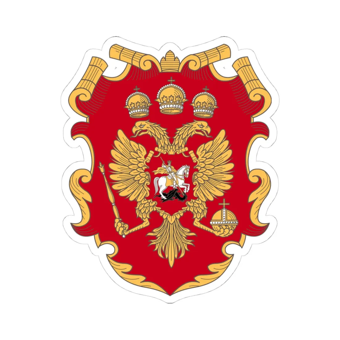 Herb Moskovia-1 Alex K (Russia) (Coat of Arms) STICKER Vinyl Kiss-Cut Decal 4 Inch White - The Sticker Space