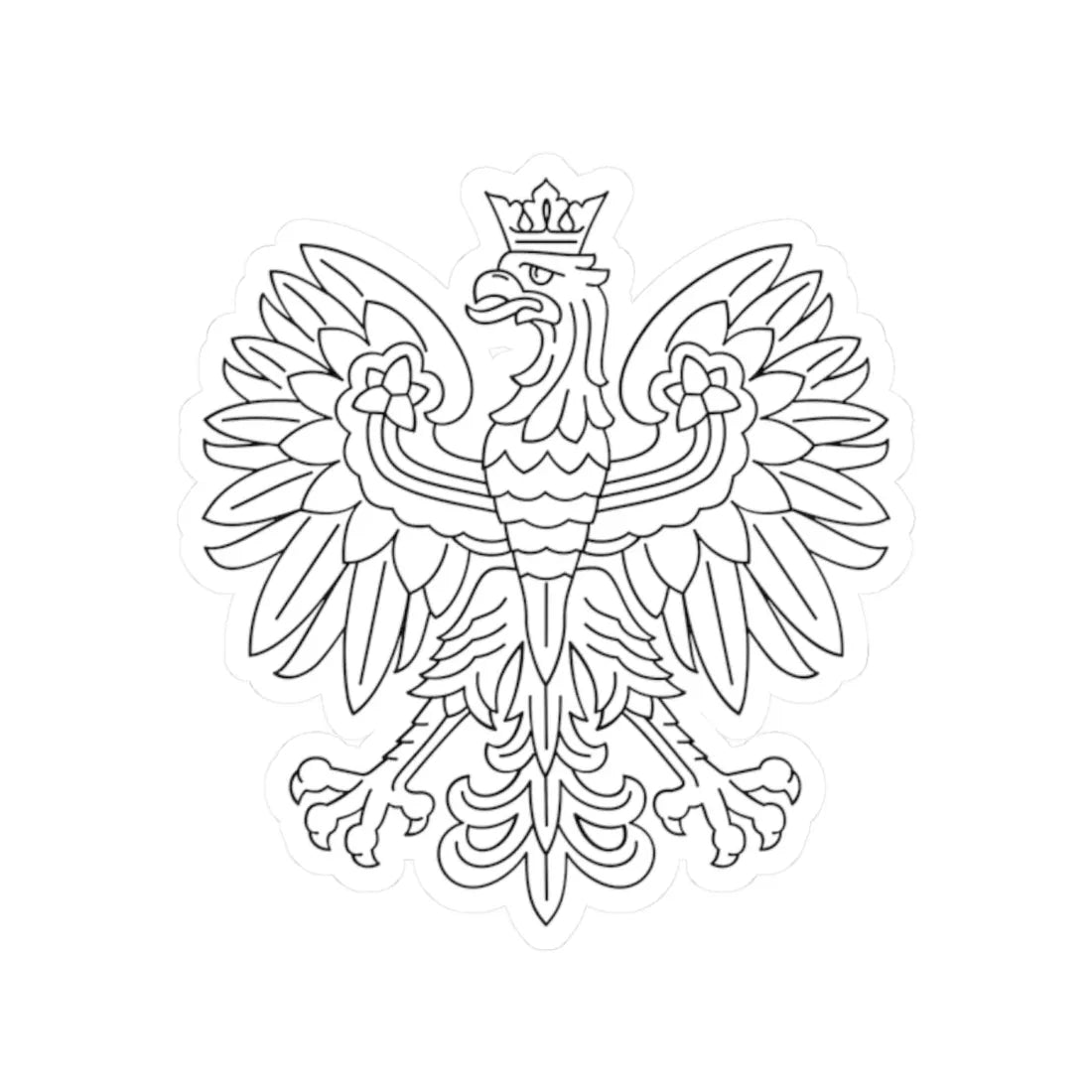 Herb Polski liniowy czarny (Poland) (Coat of Arms) STICKER Vinyl Kiss-Cut Decal 2 Inch White - The Sticker Space