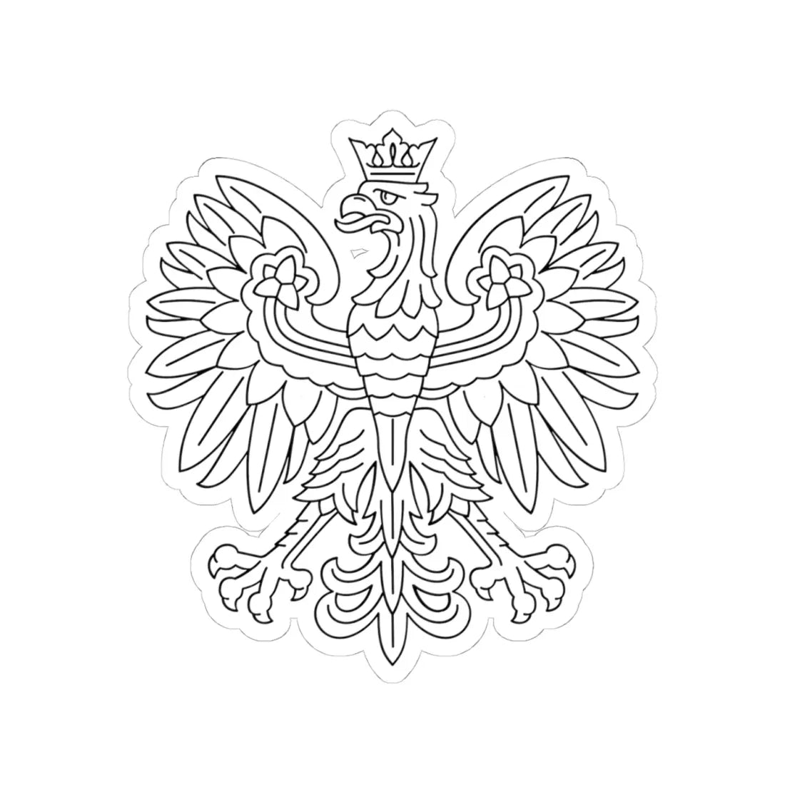 Herb Polski liniowy czarny (Poland) (Coat of Arms) STICKER Vinyl Kiss-Cut Decal 4 Inch White - The Sticker Space