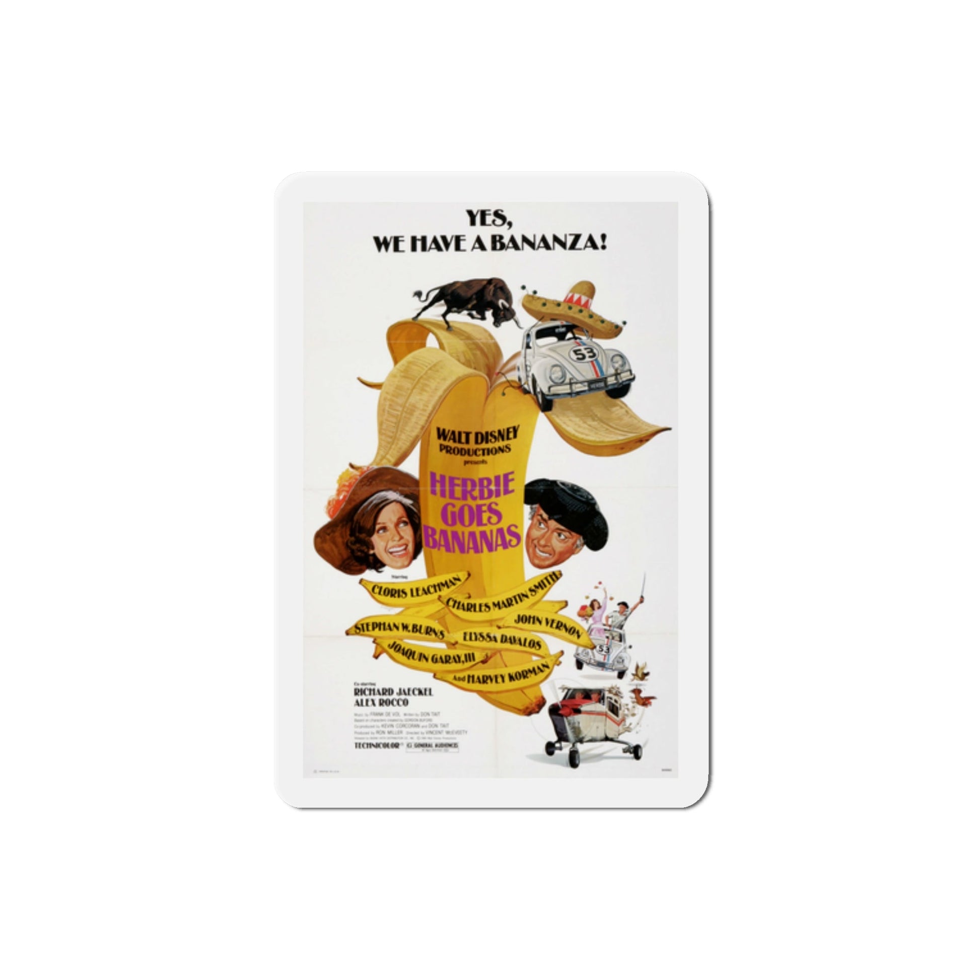 Herbie Goes Bananas 1980 Movie Poster Die-Cut Magnet-2" x 2"-The Sticker Space