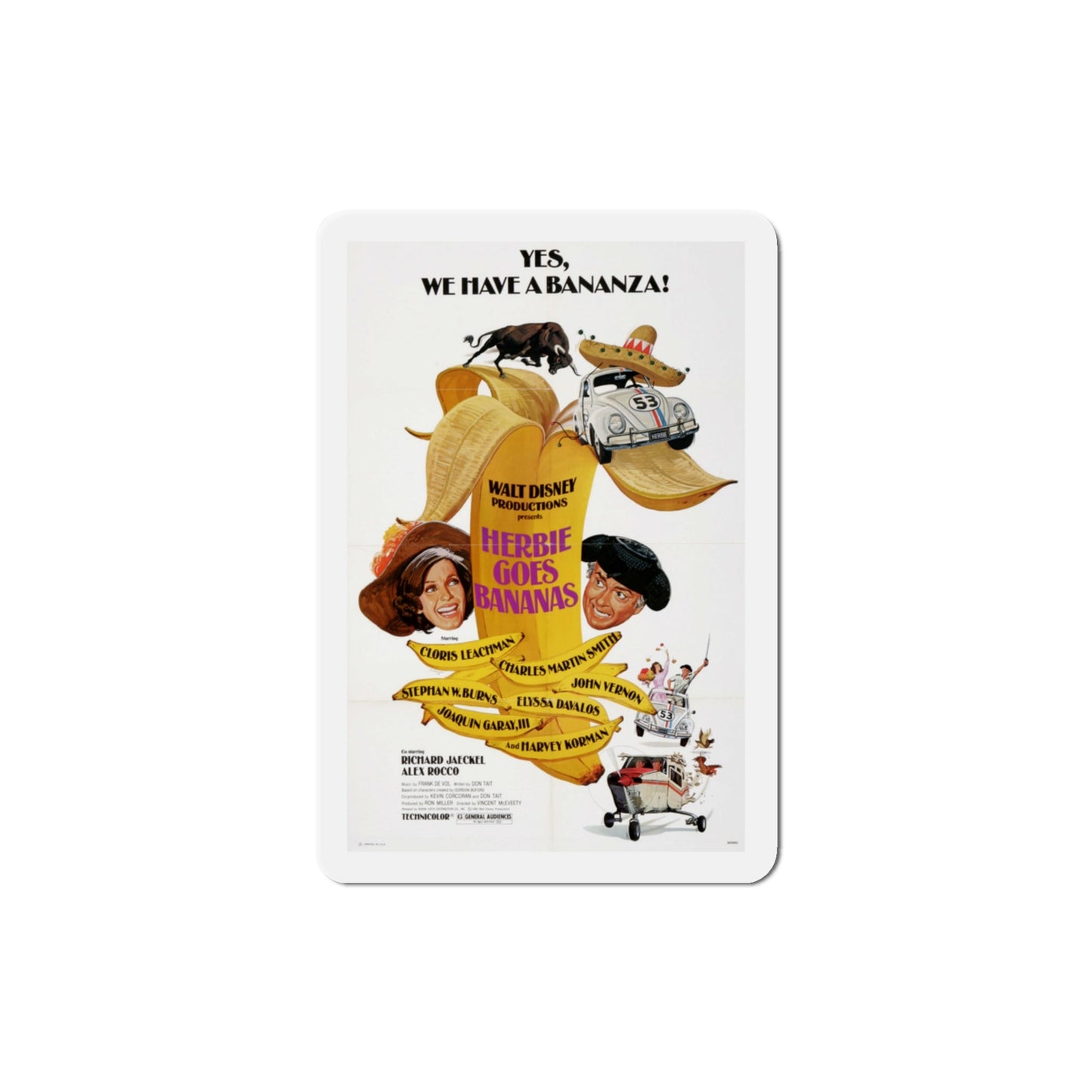 Herbie Goes Bananas 1980 Movie Poster Die-Cut Magnet-3" x 3"-The Sticker Space