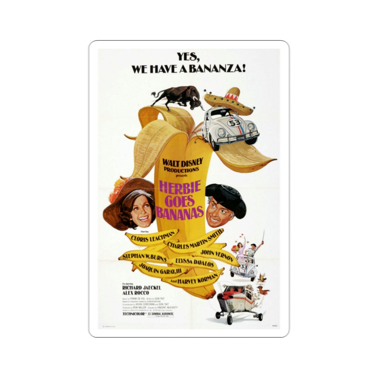 Herbie Goes Bananas 1980 Movie Poster STICKER Vinyl Die-Cut Decal-2 Inch-The Sticker Space