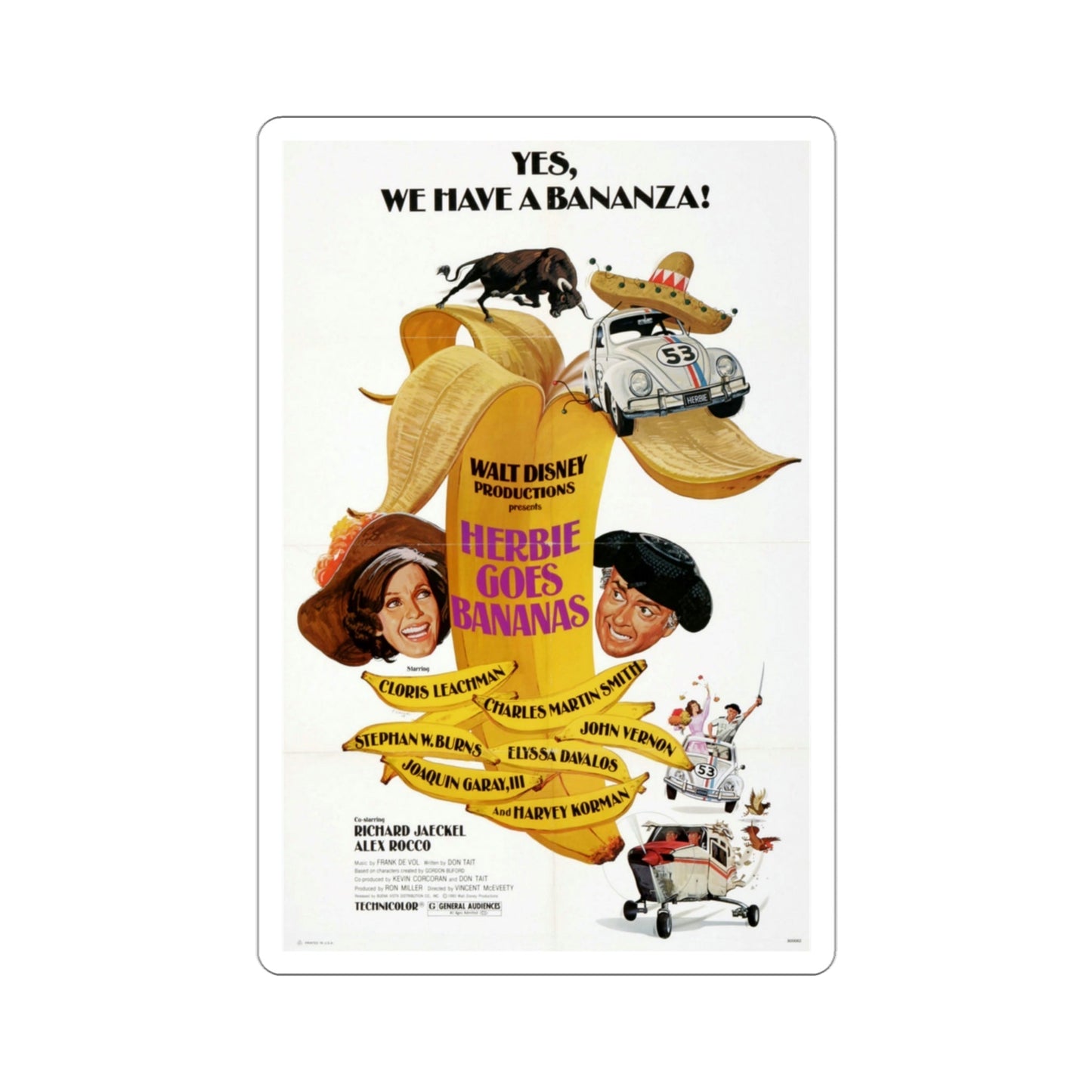 Herbie Goes Bananas 1980 Movie Poster STICKER Vinyl Die-Cut Decal-3 Inch-The Sticker Space