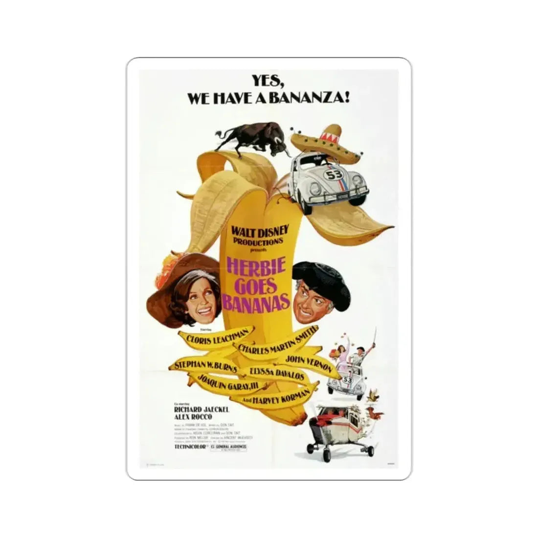 Herbie Goes Bananas 1980 Movie Poster STICKER Vinyl Die-Cut Decal - The Sticker Space