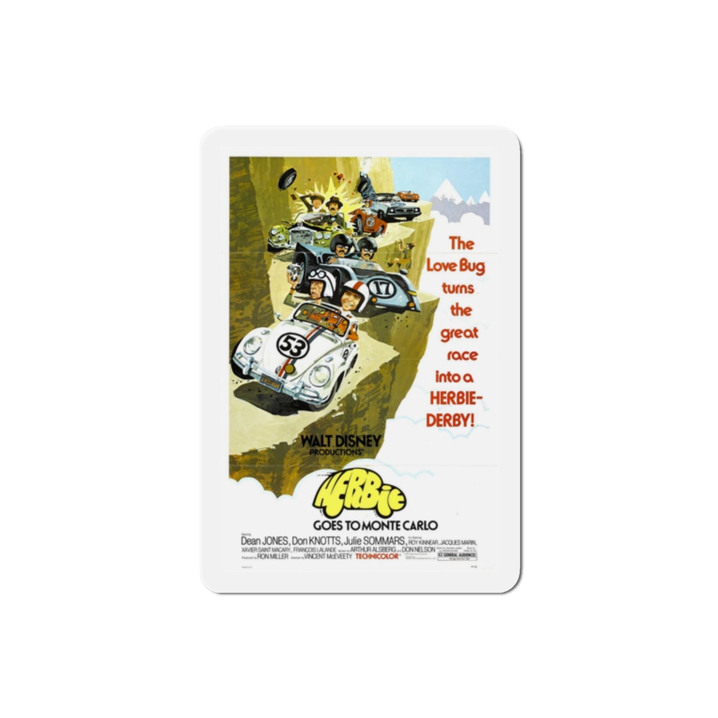 Herbie Goes to Monte Carlo 1977 Movie Poster Die-Cut Magnet-2 Inch-The Sticker Space