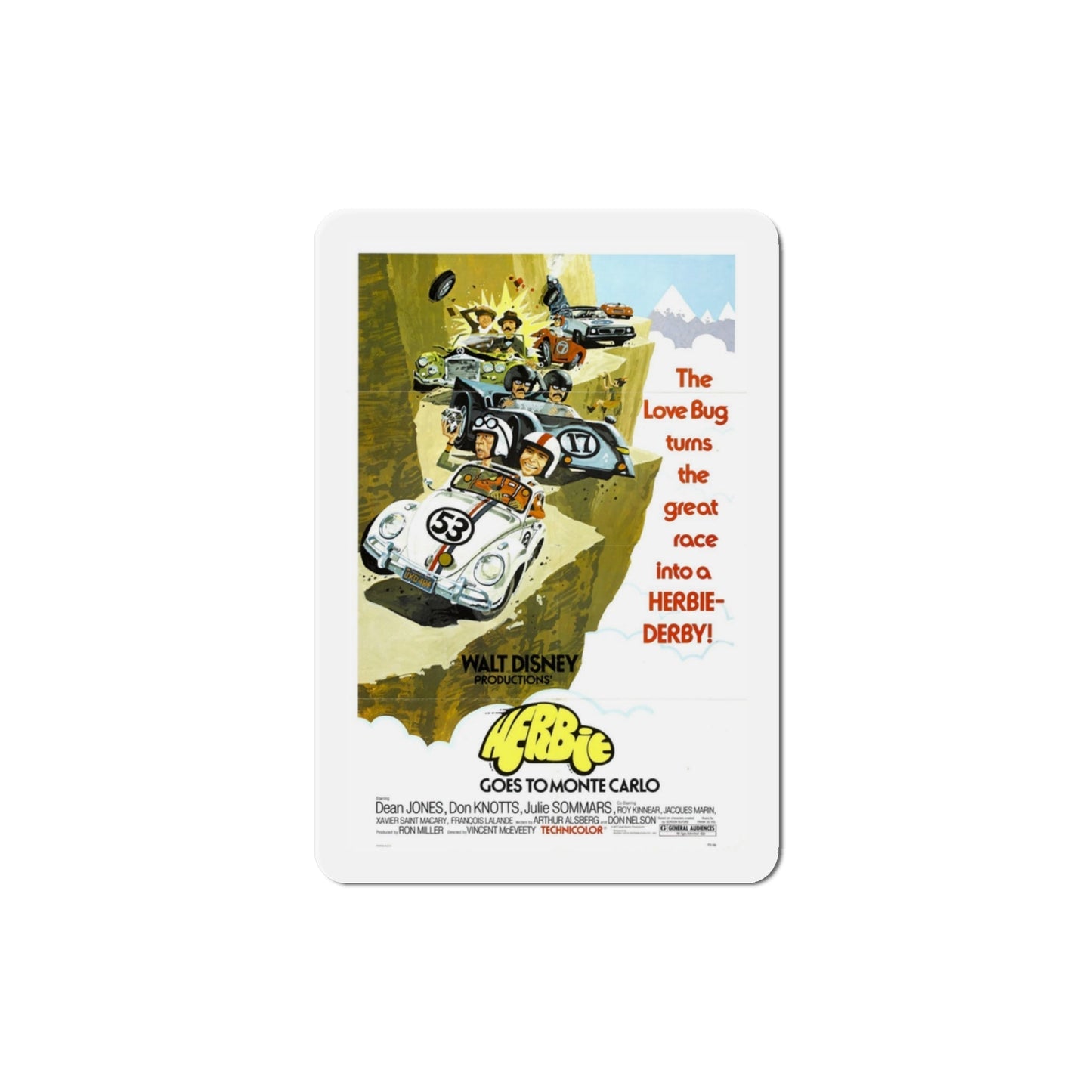 Herbie Goes to Monte Carlo 1977 Movie Poster Die-Cut Magnet-3 Inch-The Sticker Space