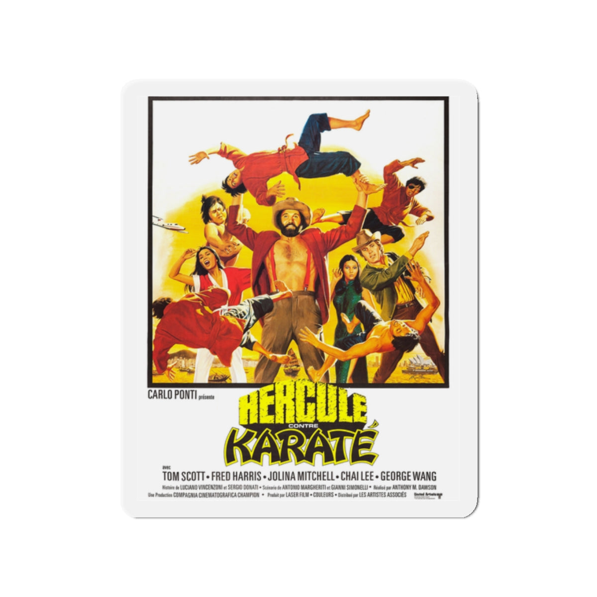 HERCULES AGAINST KARATE 1973 Movie Poster - Die-Cut Magnet-2" x 2"-The Sticker Space