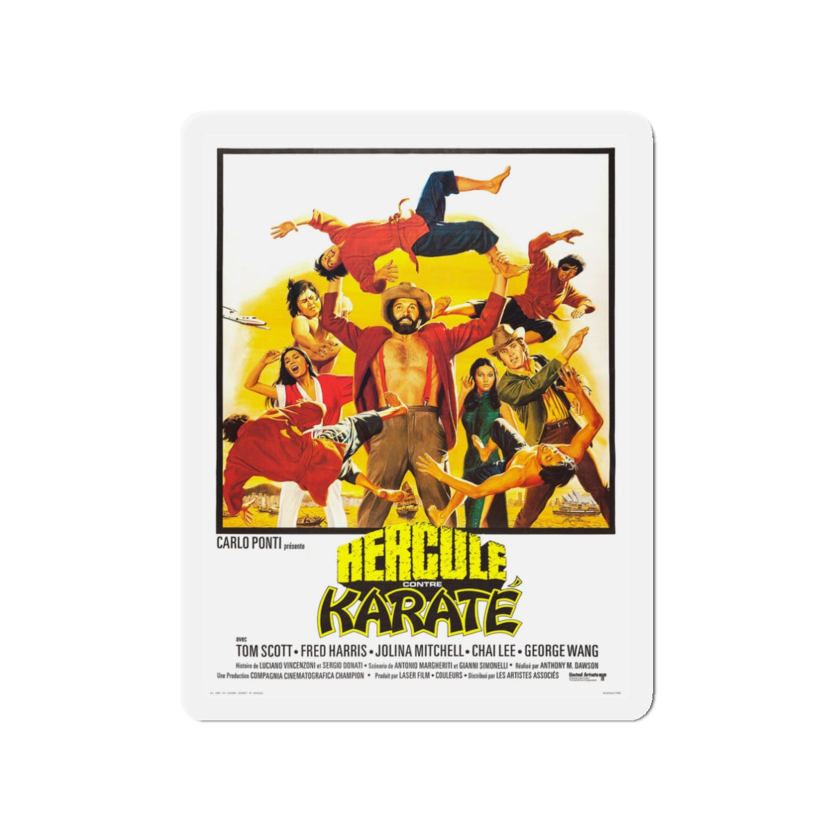 HERCULES AGAINST KARATE 1973 Movie Poster - Die-Cut Magnet-3" x 3"-The Sticker Space