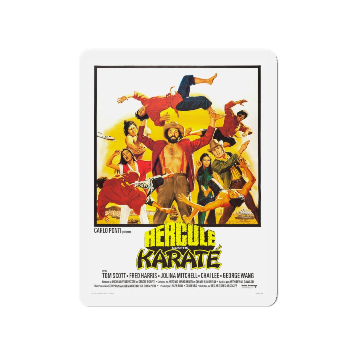 HERCULES AGAINST KARATE 1973 Movie Poster - Die-Cut Magnet-4" x 4"-The Sticker Space