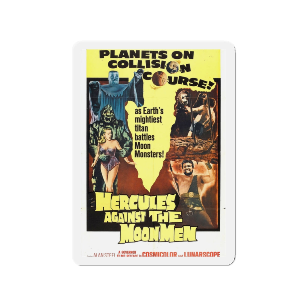 HERCULES AGAINST THE MOON MEN 1964 Movie Poster - Die-Cut Magnet-2" x 2"-The Sticker Space