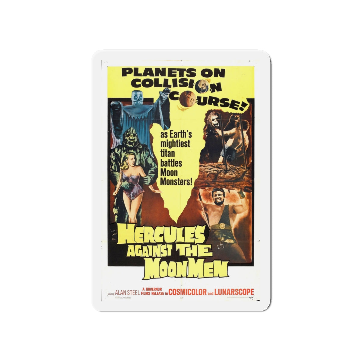 HERCULES AGAINST THE MOON MEN 1964 Movie Poster - Die-Cut Magnet-4" x 4"-The Sticker Space