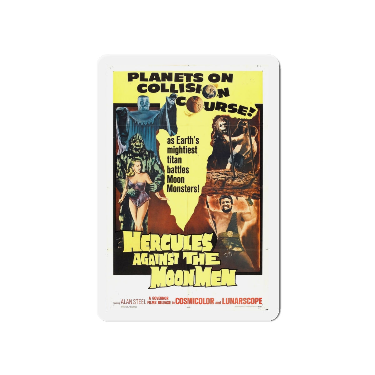 HERCULES AGAINST THE MOON MEN 1964 Movie Poster - Die-Cut Magnet-5" x 5"-The Sticker Space