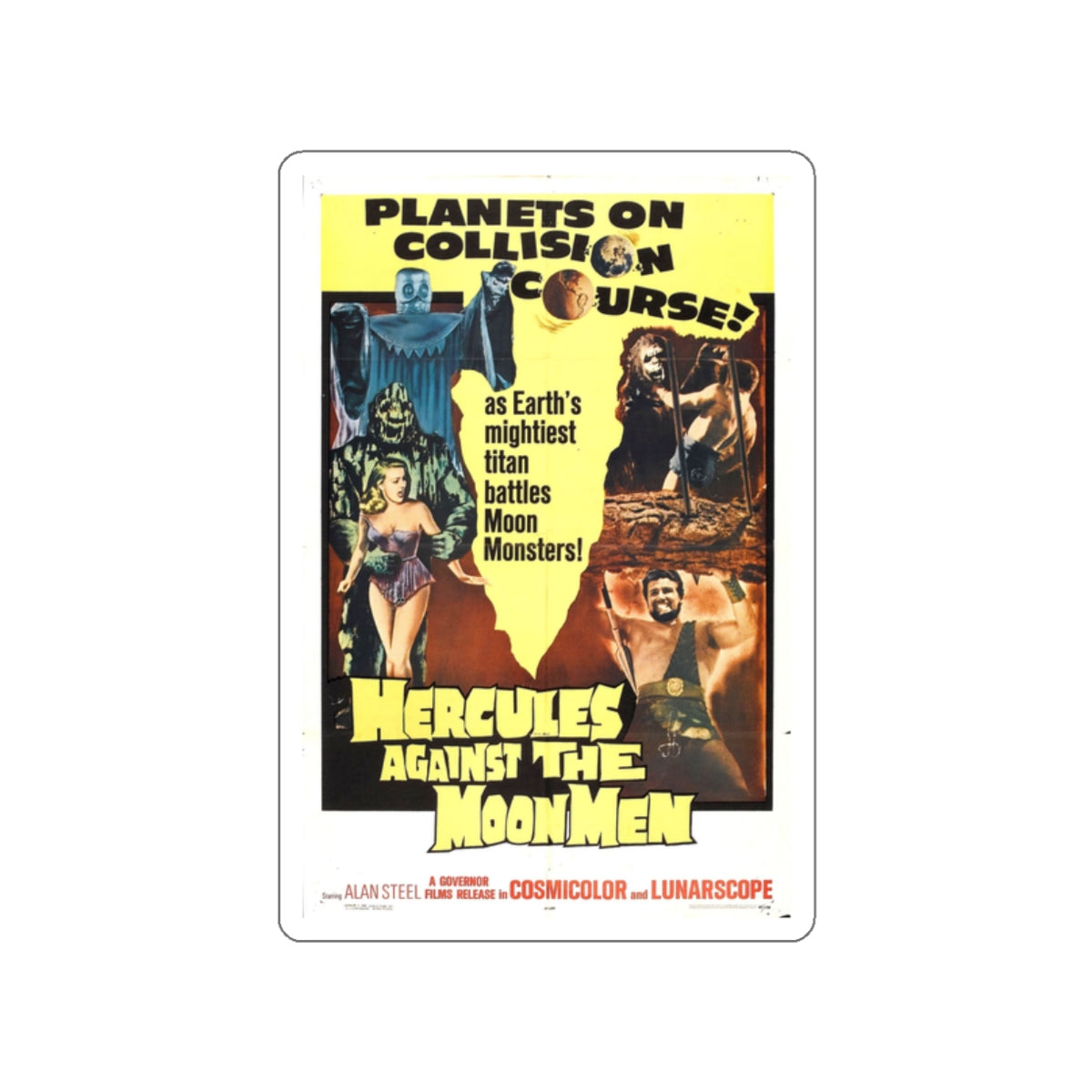 HERCULES AGAINST THE MOON MEN 1964 Movie Poster STICKER Vinyl Die-Cut Decal-2 Inch-The Sticker Space