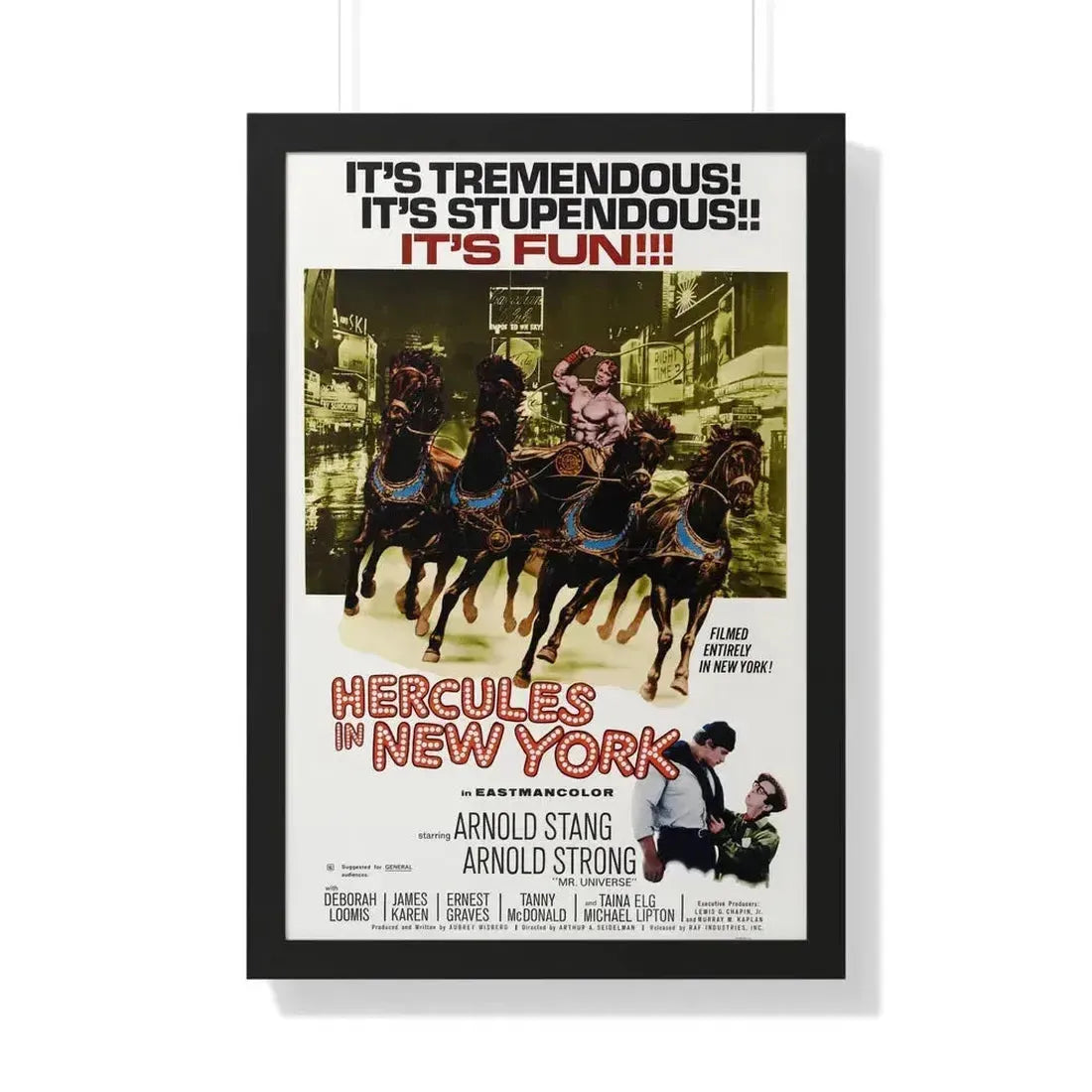 HERCULES IN NEW YORK 1969 - Framed Movie Poster 20" x 30" Black - The Sticker Space