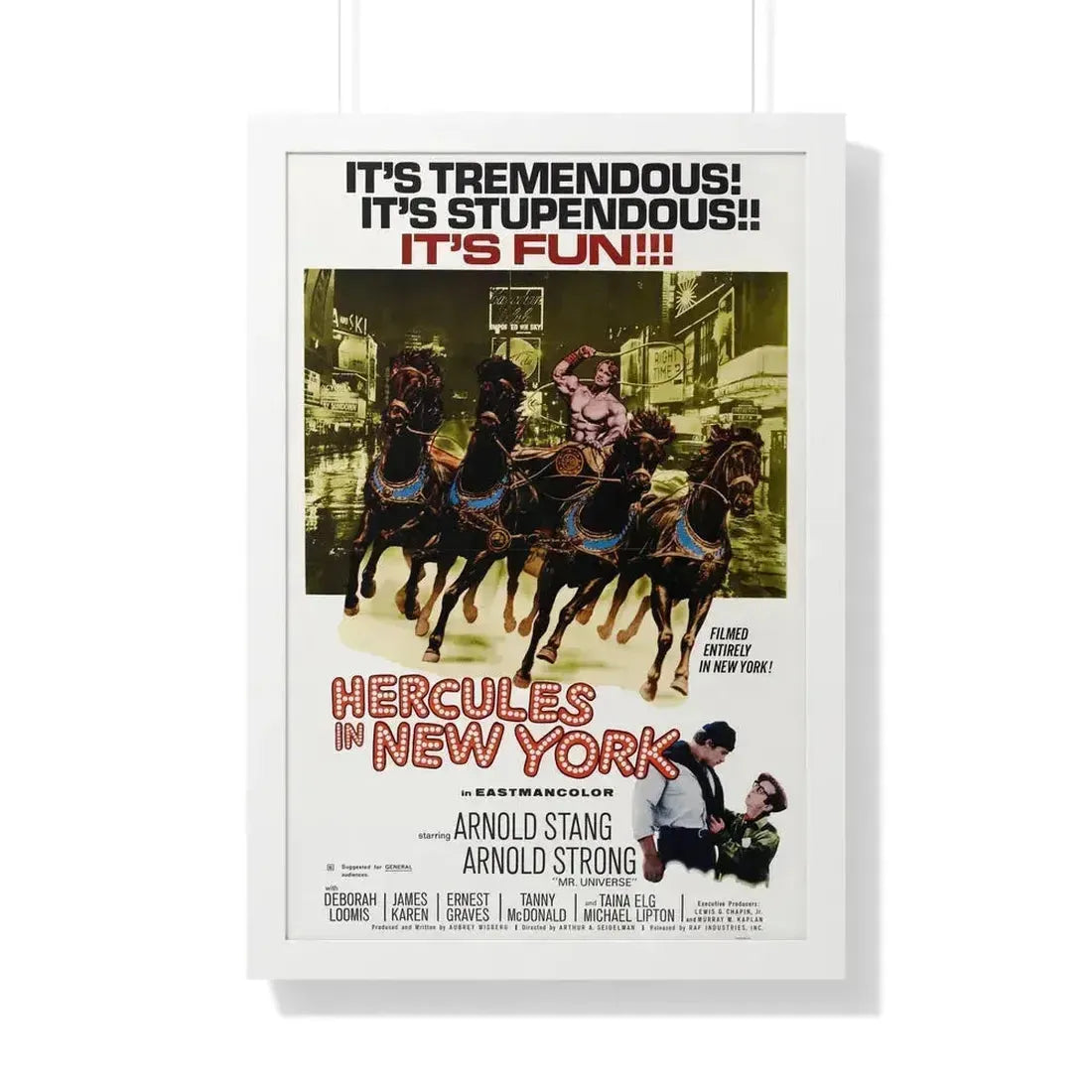 HERCULES IN NEW YORK 1969 - Framed Movie Poster 20" x 30" White - The Sticker Space