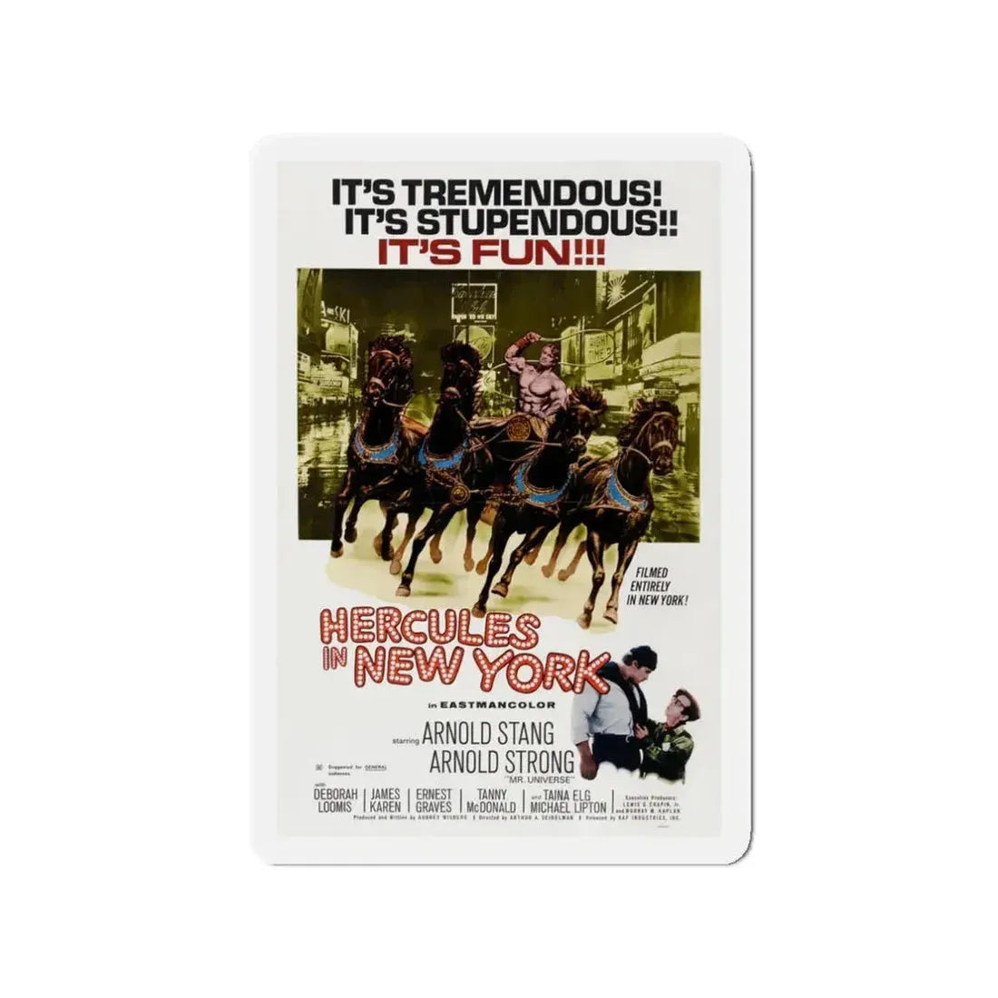 HERCULES IN NEW YORK 1969 Movie Poster - Refrigerator Magnet 3 Inch - The Sticker Space