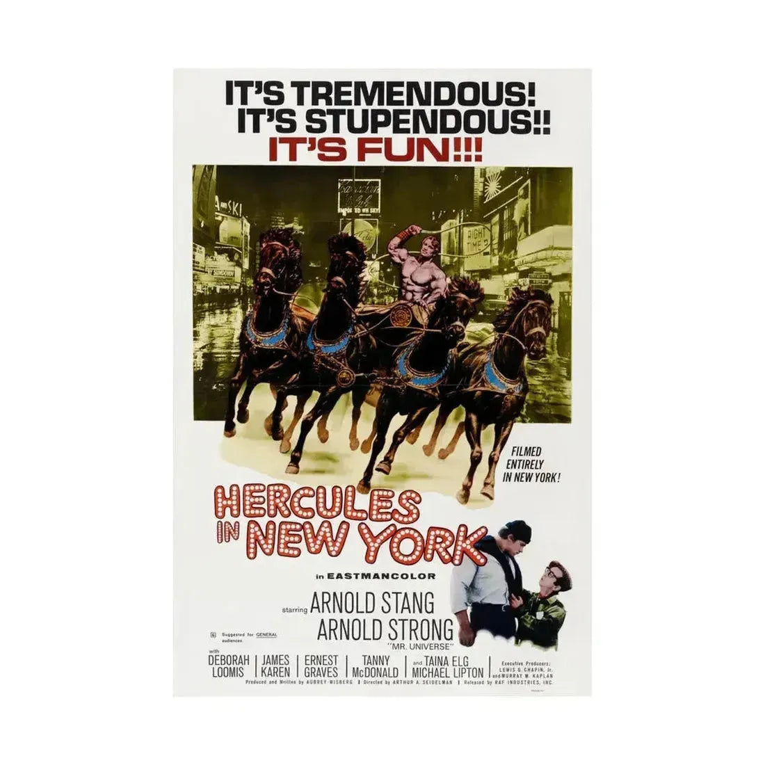 HERCULES IN NEW YORK 1969 - Paper Movie Poster - The Sticker Space