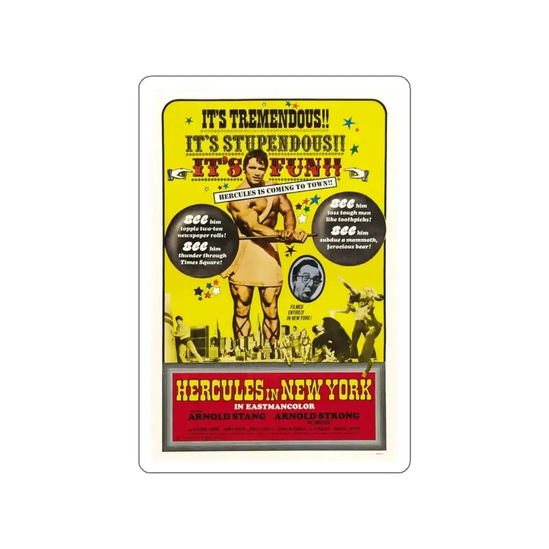 HERCULES IN NEW YORK (2) 1969 Movie Poster STICKER Vinyl Die-Cut Decal 5 Inch - The Sticker Space