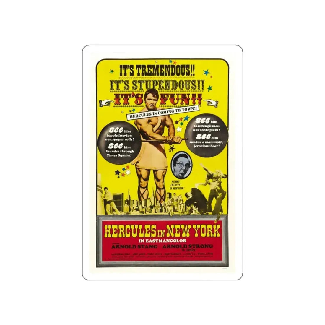 HERCULES IN NEW YORK (2) 1969 Movie Poster STICKER Vinyl Die-Cut Decal - The Sticker Space