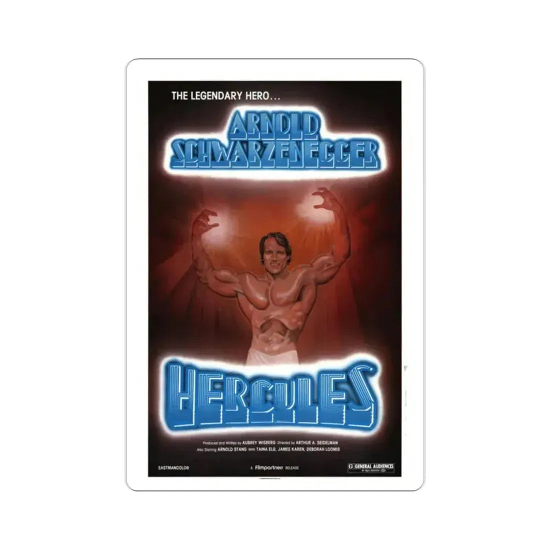 Hercules in New York aka Hercules Goes Bananas 1970 Movie Poster STICKER Vinyl Die-Cut Decal 2 Inch - The Sticker Space