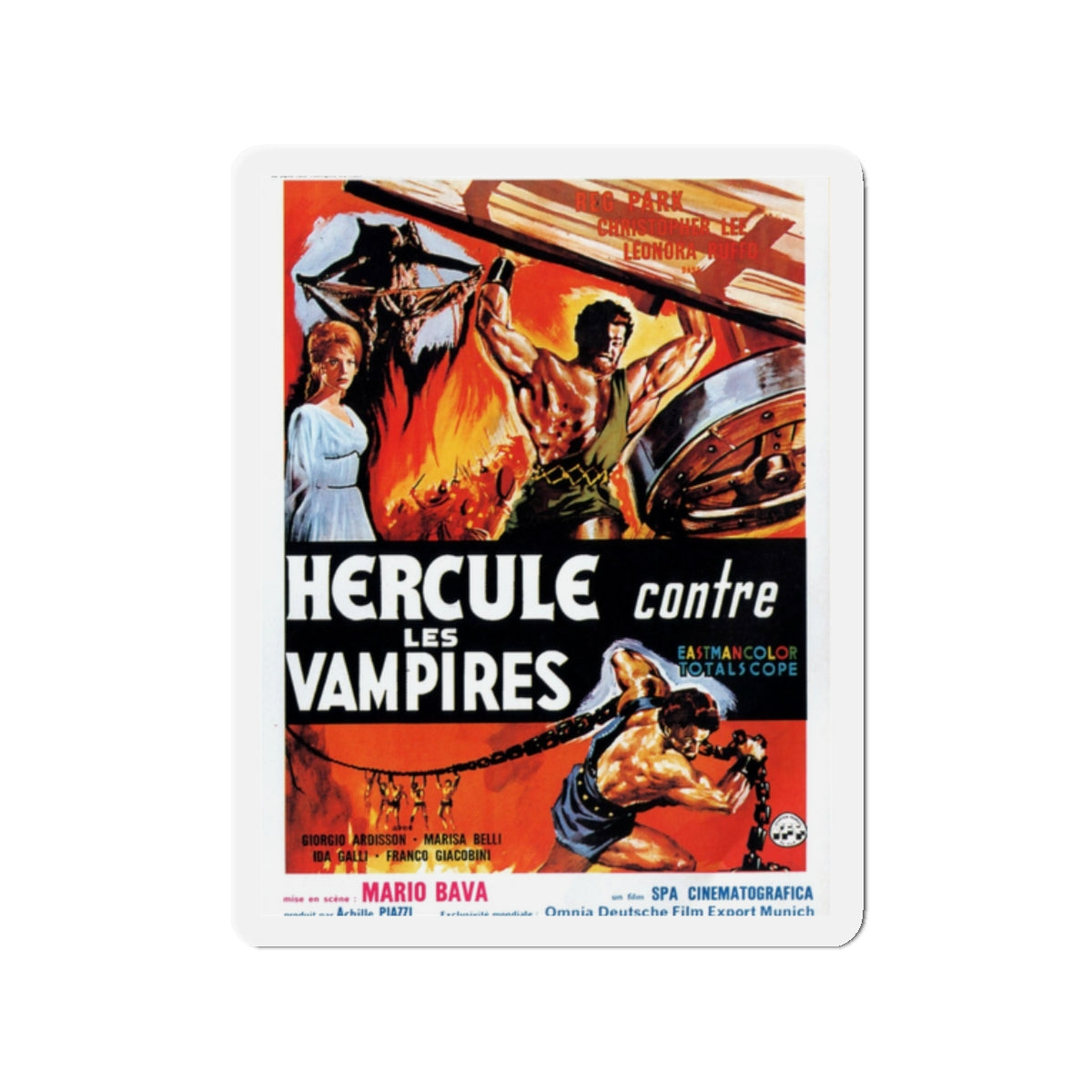 HERCULES IN THE HAUNTED WORLD (FRENCH) 1961 Movie Poster - Die-Cut Magnet-2" x 2"-The Sticker Space