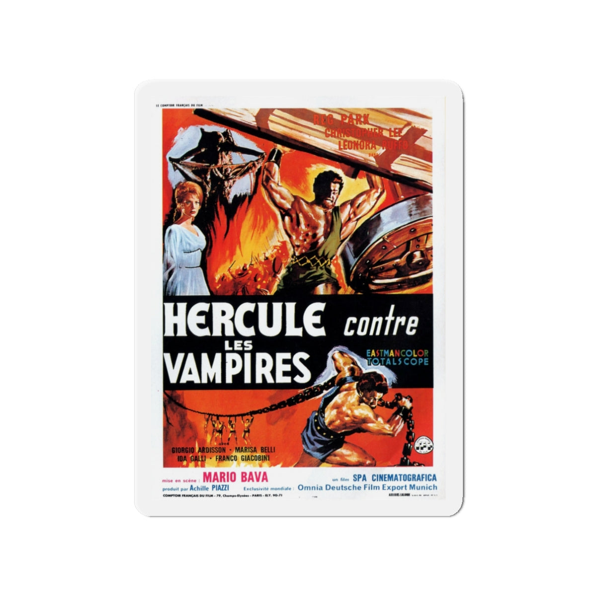 HERCULES IN THE HAUNTED WORLD (FRENCH) 1961 Movie Poster - Die-Cut Magnet-3" x 3"-The Sticker Space