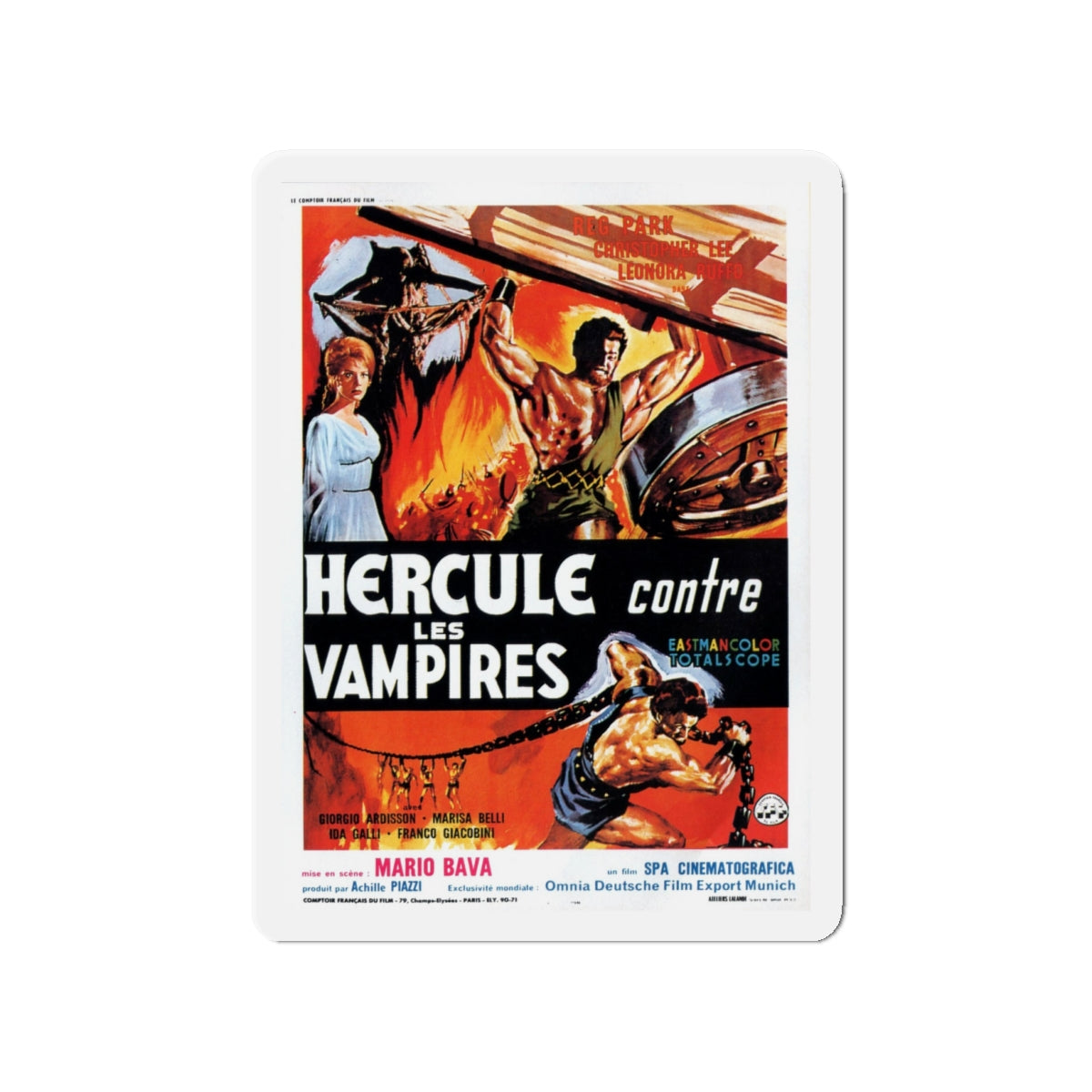 HERCULES IN THE HAUNTED WORLD (FRENCH) 1961 Movie Poster - Die-Cut Magnet-4" x 4"-The Sticker Space