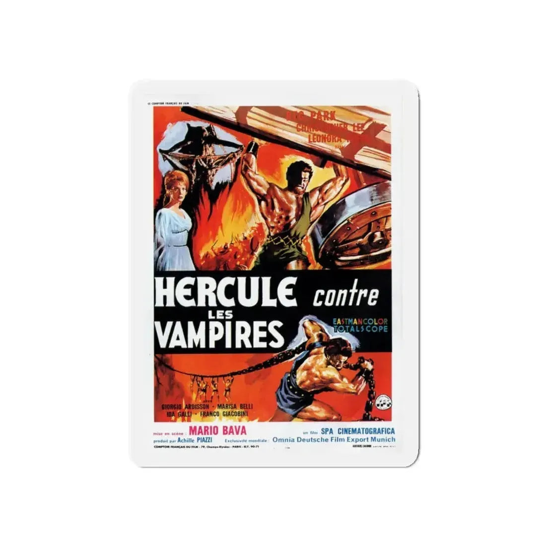 HERCULES IN THE HAUNTED WORLD (FRENCH) 1961 Movie Poster - Refrigerator Magnet 5 Inch - The Sticker Space