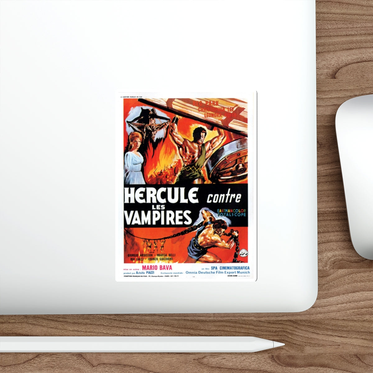 HERCULES IN THE HAUNTED WORLD (FRENCH) 1961 Movie Poster STICKER Vinyl Die-Cut Decal-The Sticker Space