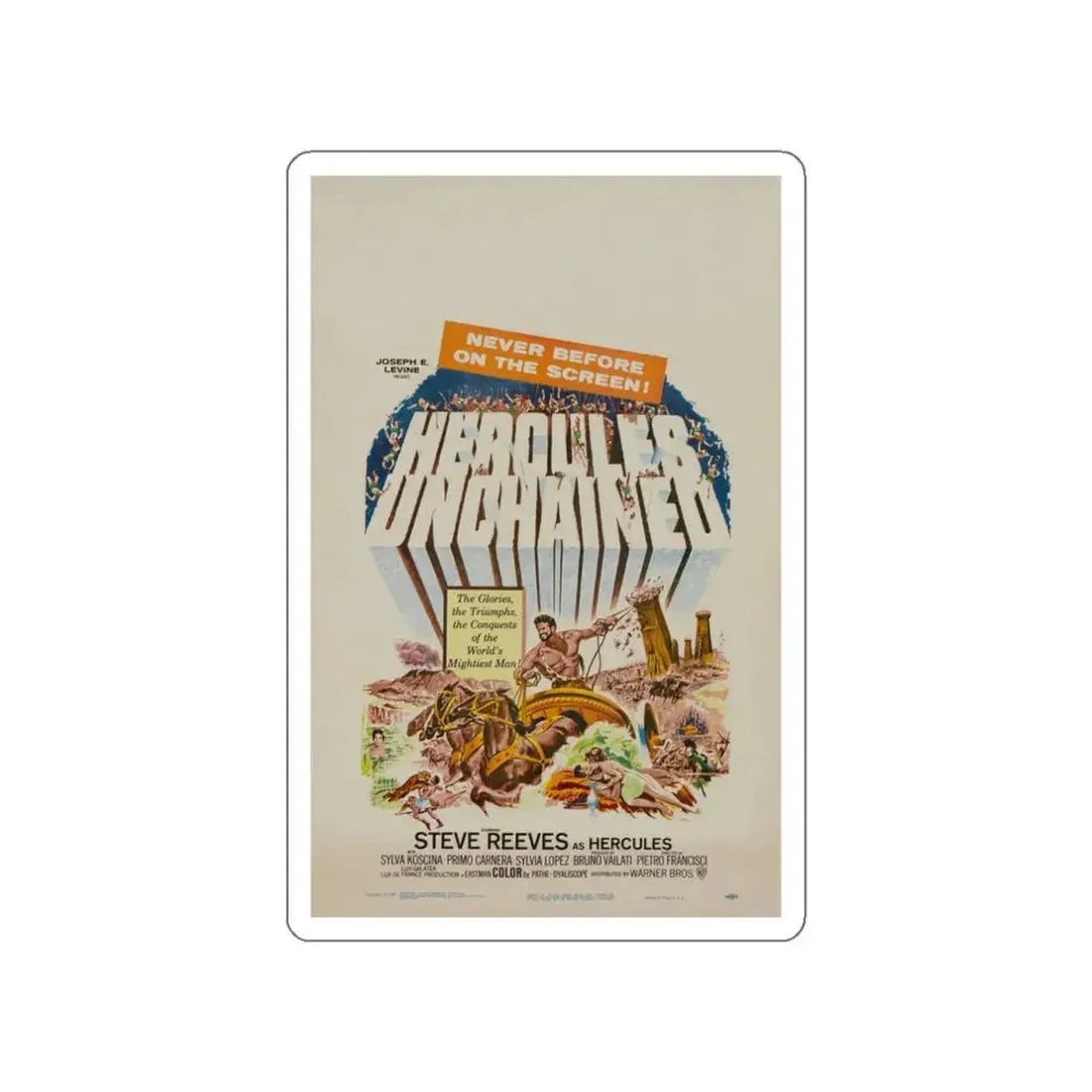 HERCULES UNCHAINED 1959 Movie Poster STICKER Vinyl Die-Cut Decal 3 Inch - The Sticker Space