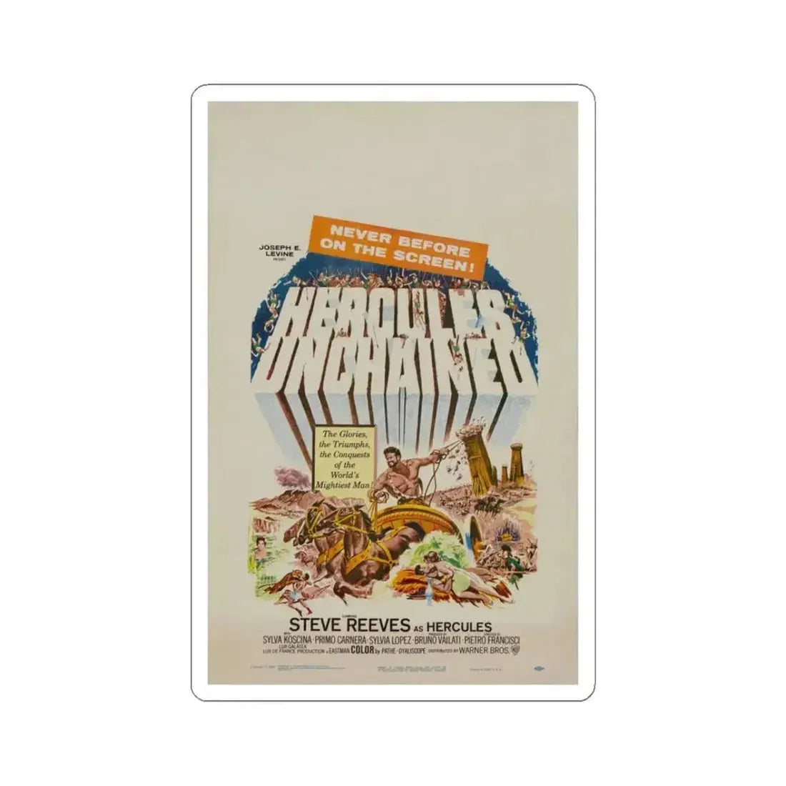 HERCULES UNCHAINED 1959 Movie Poster - STICKER Vinyl Kiss-Cut Decal 3 Inch White - The Sticker Space