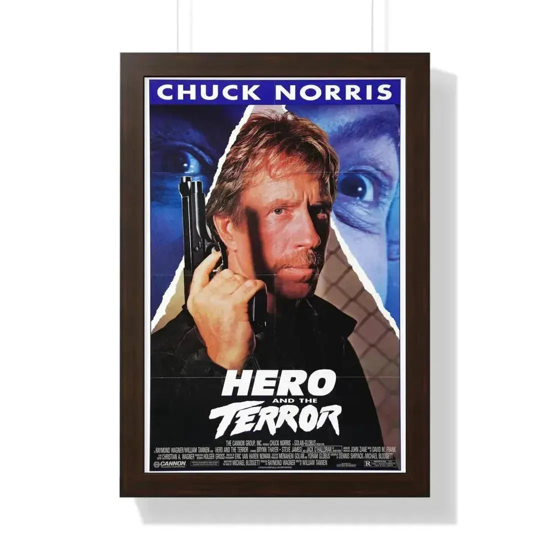 HERO AND THE TERROR 1988 - Framed Movie Poster 16″ x 24″ Walnut - The Sticker Space