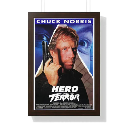 HERO AND THE TERROR 1988 - Framed Movie Poster 16″ x 24″ Walnut - The Sticker Space